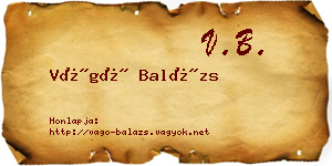 Vágó Balázs névjegykártya